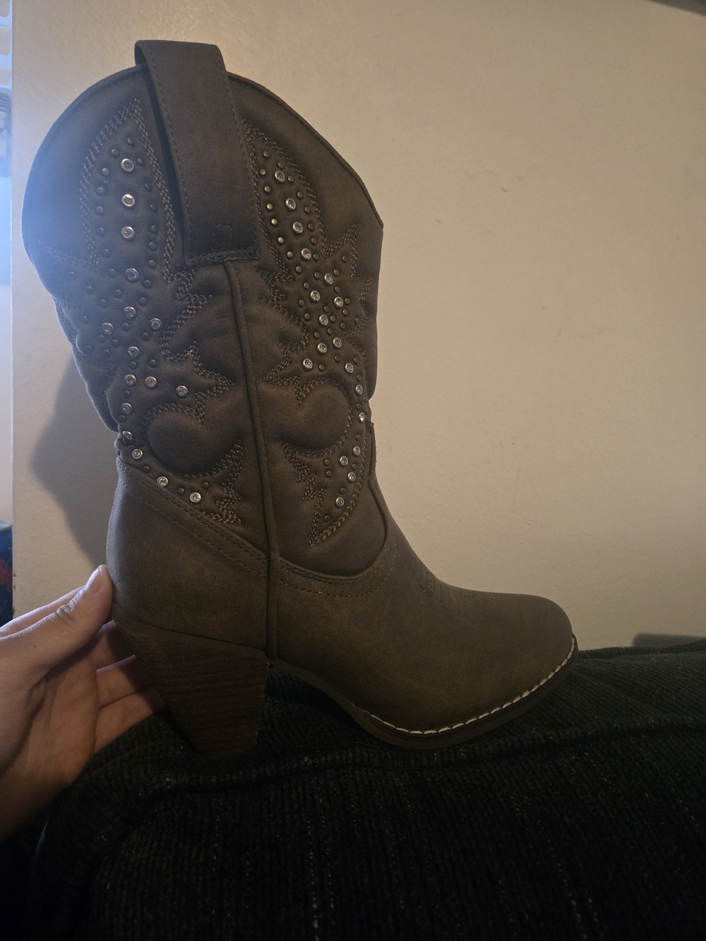 naughty monkey Brown Studded Western Heeled Boot